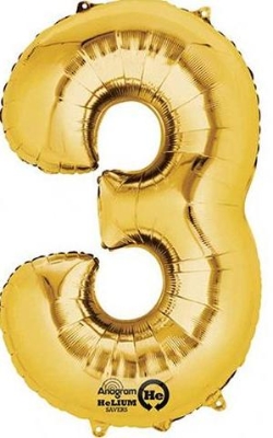 Number 3 Gold Balloon