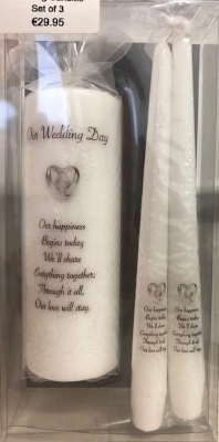Wedding Candles Entwines Silver Rings White