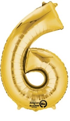 Number 6 Gold Balloon