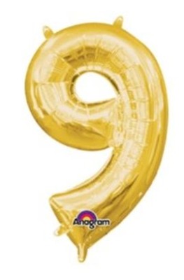 Number 9 Gold Balloon