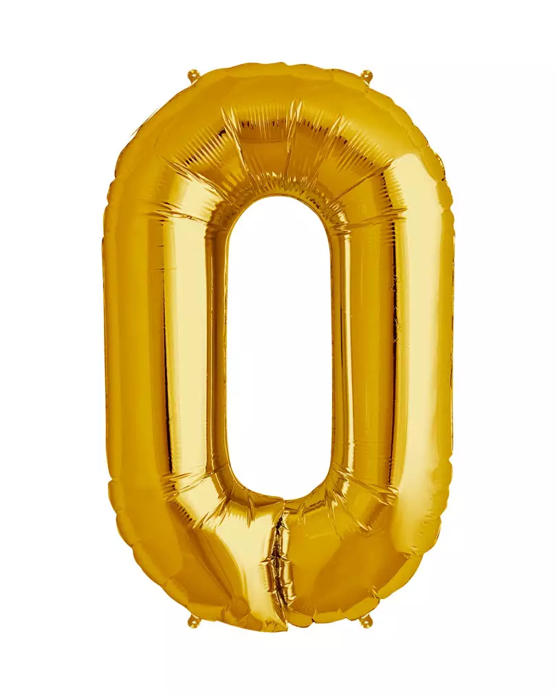 Number 0 Gold Balloon