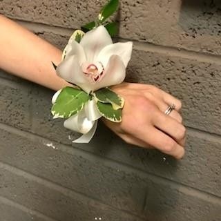 Debs Orchid Corsage on a Diamante Bracelet