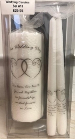 Wedding Candles Entwined Hearts Silver