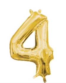 Number 4 Gold Balloon