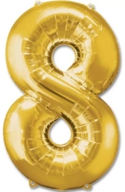 Number 8 Gold Balloon