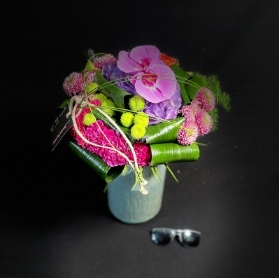 Festival of colour and fragrance in a contemporary vase.