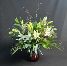 Stunning all white lily vase